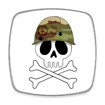 Military skull - Square fridge magnet - white - Front