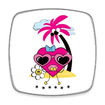 Heart on Island - Square fridge magnet - white - Front