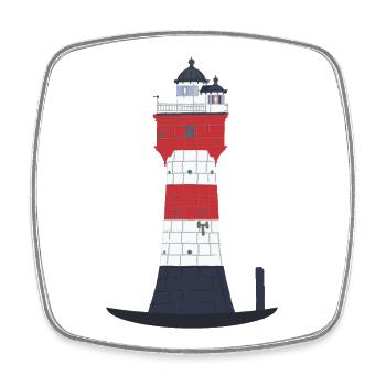 Phare Sable rouge sans texte, Mer du Nord, Offshore - Magnet carré - blanc - Devant