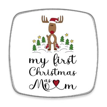 My First Christmas as Mom - Square fridge magnet - white - Front