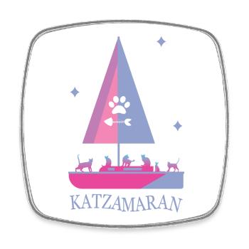 Katzamaran Boot - Viereckiger Kühlschrankmagnet - Weiß - Vorne