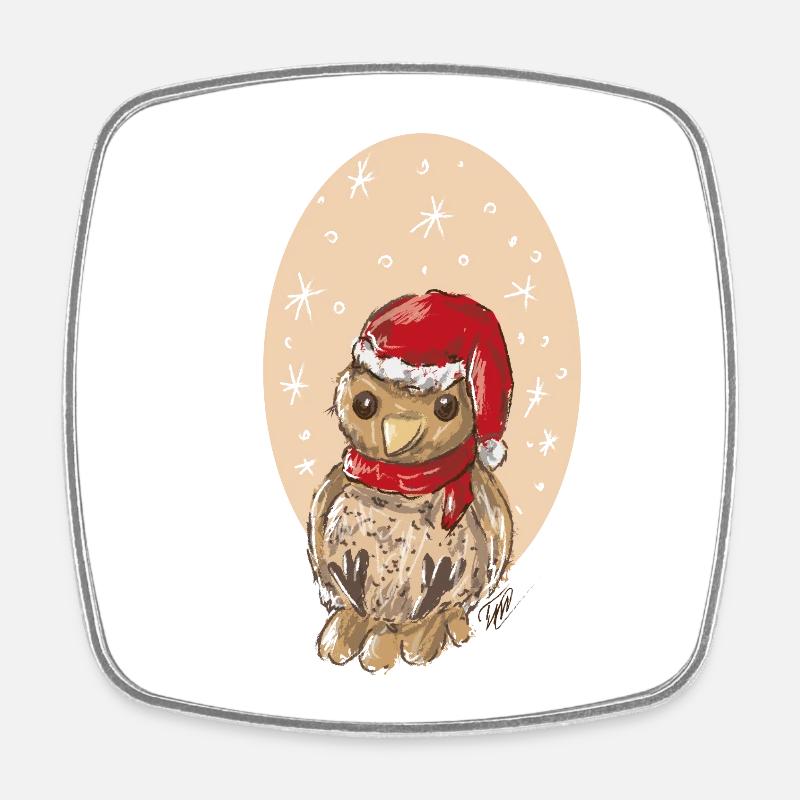Bruant oiseau de Noël - Magnet carré - blanc