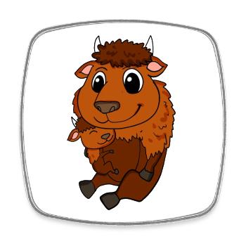 Familie Schwangerschaft - Bison mit Baby - Bison - Viereckiger Kühlschrankmagnet - Weiß - Vorne