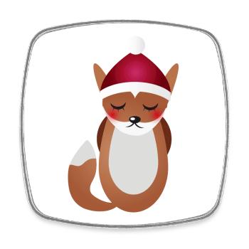 renard mignon avec chapeau de Noël du Père Noël - Magnet carré - blanc - Devant