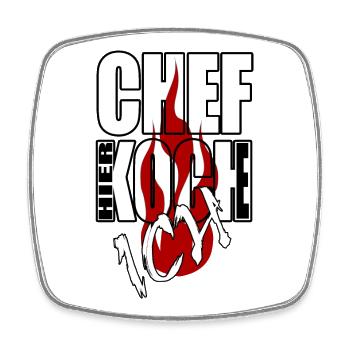 CHEFKOCH - Chef hier koche ich - Viereckiger Kühlschrankmagnet - Weiß - Vorne