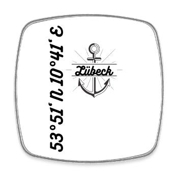 Lübeck Koordinaten Maritimes Motiv - Viereckiger Kühlschrankmagnet - Weiß - Vorne