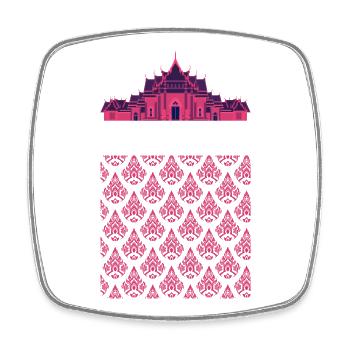 Motif rose du temple thaïlandais - Magnet carré - blanc - Devant