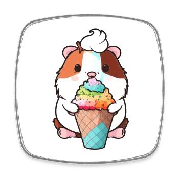 Kleiner Hamster mit buntem Eis - Square fridge magnet - white - Front