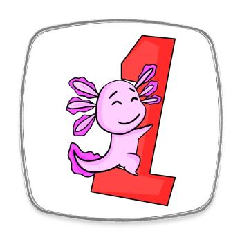 1 Jahr alt - Einschulung - Axolotl Motiv - Viereckiger Kühlschrankmagnet - Weiß - Vorne