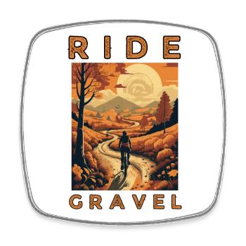 Roulez Gravel Style rétro, sur un vélo de gravier - Magnet carré - blanc - Devant