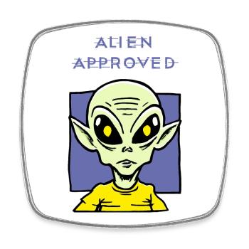 Alien Approved Yellow Eye Design - Square fridge magnet - white - Front