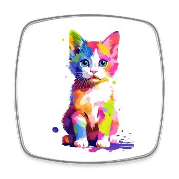 Niedliche bunte Katze - Viereckiger Kühlschrankmagnet - Weiß - Vorne