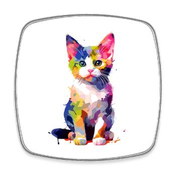 Little shy cat - Square fridge magnet - white - Front