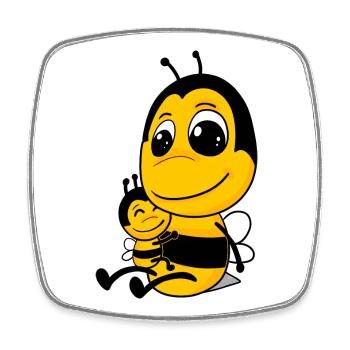 Bee Family - Bee with Baby - Bee Motif - Square fridge magnet - white - Front