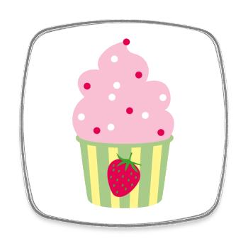 Coupe de crème glacée Fraise Strawberry Time Crème glacée Plaisir d’été - Magnet carré - blanc - Devant