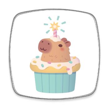 Mignon Capybara dans Cupcake Drôle - Magnet carré - blanc - Devant