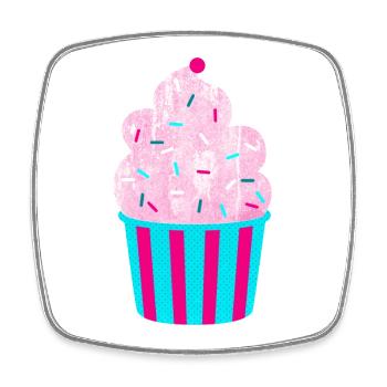 Icecream Cup Deko Eis Streifen Sommer Fun Fan - Viereckiger Kühlschrankmagnet - Weiß - Vorne