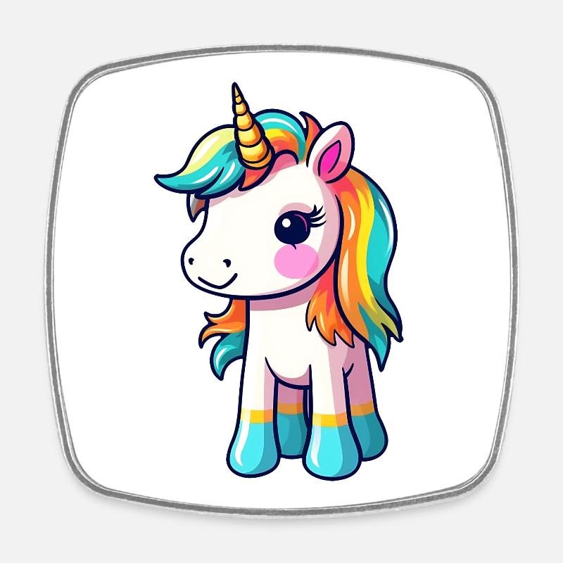 Einhorn-Pride-Design | Einhorn | Regenbogen - Viereckiger Kühlschrankmagnet - Weiß