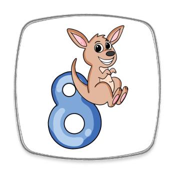 8ème anniversaire motif kangourou - huit ans - Magnet carré - blanc - Devant