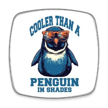 Cooler Pinguin mit Sonnenbrille - Viereckiger Kühlschrankmagnet - Weiß - Vorne