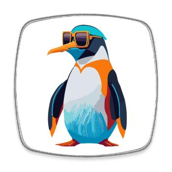 Penguin Revolution - Square fridge magnet - white - Front