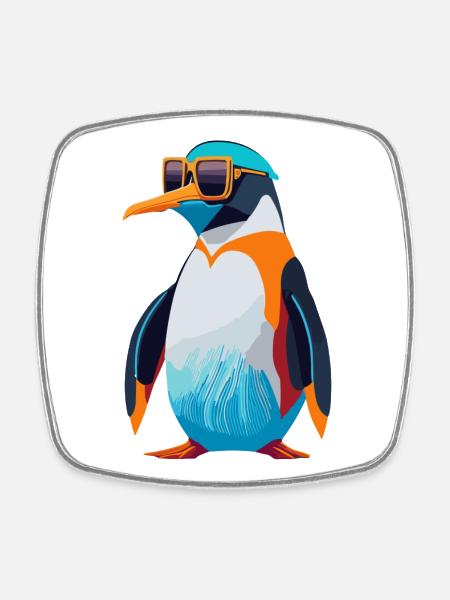 Penguin Revolution - Square fridge magnet - white