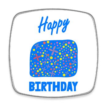 HAPPY BIRTHDAY. HAPPY BIRTHDAY. ANNIVERSARY. - Square fridge magnet - white - Front