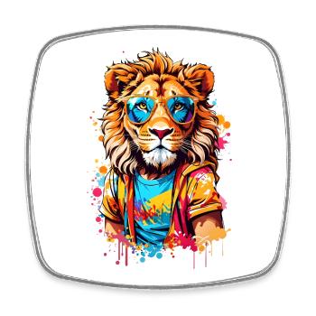 Cool Lion - Magnet carré - blanc - Devant
