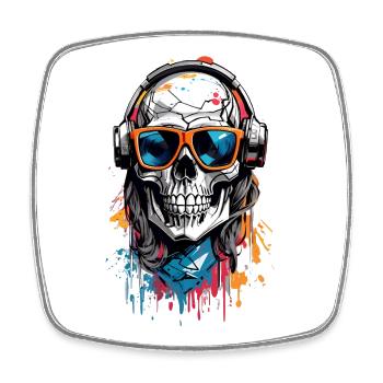 Coole Totenkopf - Viereckiger Kühlschrankmagnet - Weiß - Vorne