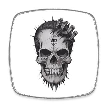 Cool Skull - Viereckiger Kühlschrankmagnet - Weiß - Vorne