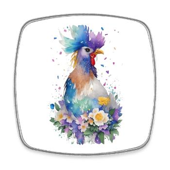 Poulet fou - Magnet carré - blanc - Devant