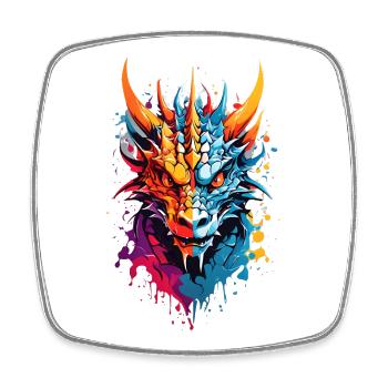 Coole Drache - Viereckiger Kühlschrankmagnet - Weiß - Vorne