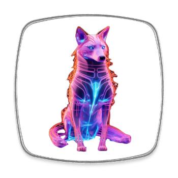 Neon Cyberwolf Kunstdesign - Viereckiger Kühlschrankmagnet - Weiß - Vorne