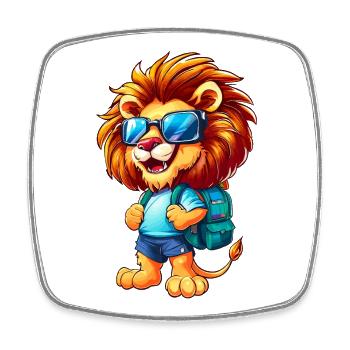 Joyeux Lion Retour à l’école - Magnet carré - blanc - Devant
