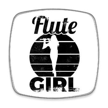 Flûte Fille - Magnet carré - blanc - Devant