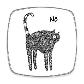 Katze schwarz - Viereckiger Kühlschrankmagnet - Weiß - Vorne