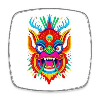 Colorful Dragon Mask - Square fridge magnet - white - Front