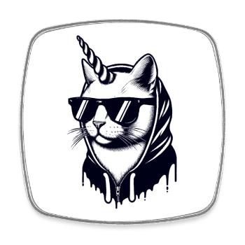 Uni-Cat-street - Square fridge magnet - white - Front