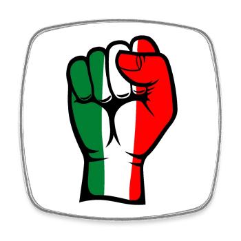 Drapeau de l’Italie Symbole de la main du poing - Magnet carré - blanc - Devant