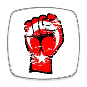 Drapeau de la Turquie Poing Main Symbole utilisé - Magnet carré - blanc - Devant