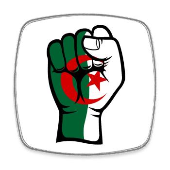 Algerien Flagge Faust Hand Symbol - Viereckiger Kühlschrankmagnet - Weiß - Vorne
