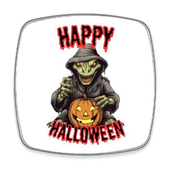 Sorcière d’Halloween effrayante avec citrouille - Magnet carré - blanc - Devant