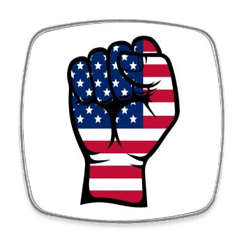 USA Flagge Faust Hand Symbol - Viereckiger Kühlschrankmagnet - Weiß - Vorne