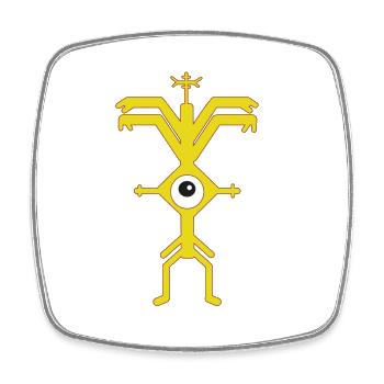 Fun Logo Party One-Eye Man Psyclops Yellow - Square fridge magnet - white - Front