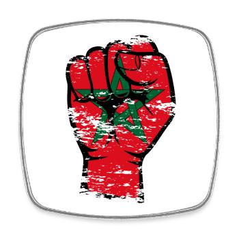 Marokko Flagge Faust Hand Symbol used - Viereckiger Kühlschrankmagnet - Weiß - Vorne