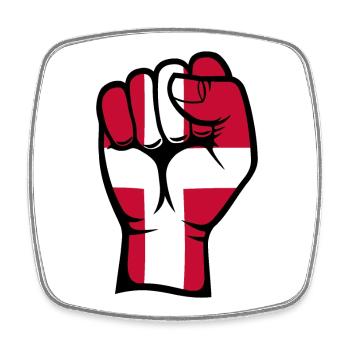 Dänemark Flagge Faust Hand Symbol - Viereckiger Kühlschrankmagnet - Weiß - Vorne