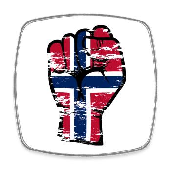 Norwegen Flagge Faust Hand Symbol used - Viereckiger Kühlschrankmagnet - Weiß - Vorne