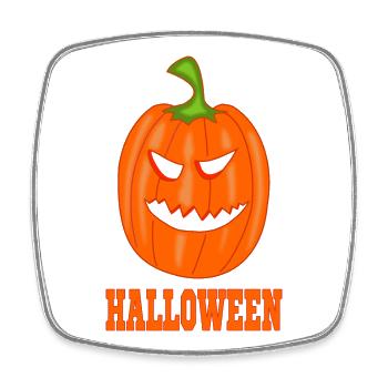 Citrouille Halloween avec lettrage - Magnet carré - blanc - Devant