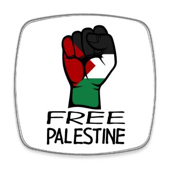 Drapeau de la Palestine gratuit Palestine noir - Magnet carré - blanc - Devant