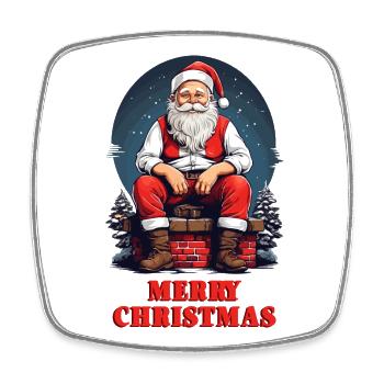 Santa Claus on chimney - Square fridge magnet - white - Front